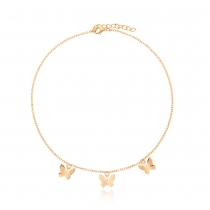 Sweet Style Butterfly Pendant Gold-tone Necklace