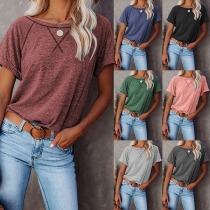 Simple Style Short Sleeve Round Neck Solid Color T-shirt