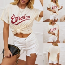 Casual Style Short Sleeve Round Neck Letters Printed T-shirt