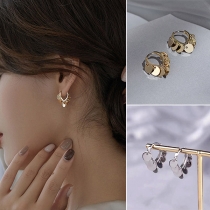 Retro Style Gold-tone Heart Patch Pendant Alloy Earrings