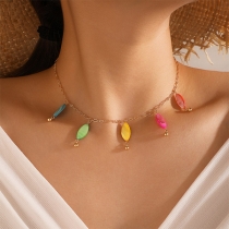 Bohemian Style Colored Stone Pendant Necklace