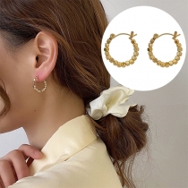 Retro Style Rhinestone Inlaid Round Circle Shaped Stud Earrings
