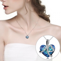 Fashion Rhinestone Heart Pendant Necklace
