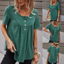 Casual Style Short Sleeve Round Neck Solid Color T-shirt