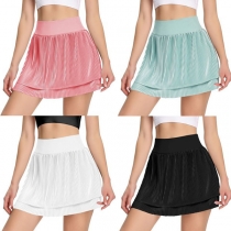 Simple Style Solid Color High Waist Pleated Skirt