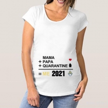 Fashion Round Neck Letters Printed Cotton Maternity Shirt