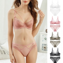 Sexy See-through Lace Ultra-thin Breathable Underwear Bra Set