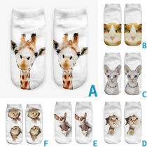 Cute Animal Printed Invisible Shorts Socks