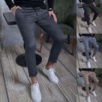 Simple Style Solid Color Middle Waist Man's Casual Pants