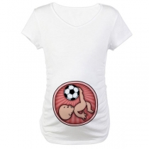 Cute Baby Printed Short Sleeve Round Neck Maternity T-shirt