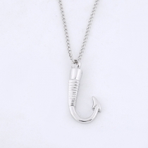 Chic Style Fishhook Pendant Silver-tone Necklace
