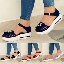 Fashion Thick Heel Hollow Out Round Toe Sandals