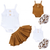 Sweet Style Sling Bodysuit + Skirt Two-piece Set for Babies