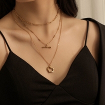Chic Style Hollow Out Heart Arrow Pendant Three-layer Necklace
