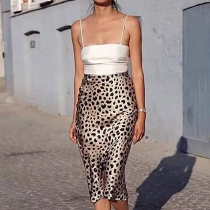 Fashion High Waist Slim Fit All-match Leopard Printed Skirt