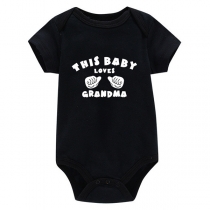 Cute Style Short Sleeve Round Neck Letters Printed Baby Romper