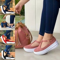 Casual Style Thick Heel Round Toe Loafers Shoes