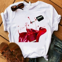 Chic Style Short Sleeve Round Neck Printed Casual T-shirt
