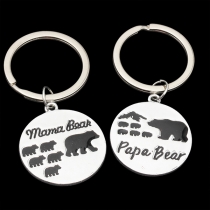Cute Style Mama Bear Papa Bear Pendant Couple Key Chain