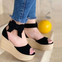 Fashion Thick Sole Wedge Heel Peep Toe Bow-knot Sandals