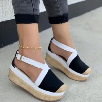 Fashion Contrast Color Round Toe Thick Sole Sandals