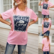Casual Style Short Sleeve Round Neck Letters Printed Loose T-shirt
