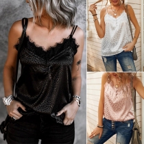 Sexy Backless V-neck Lace Spliced Loose Sling Top