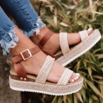 Fashion Contrast Color Thick Sole Open Toe Sandals