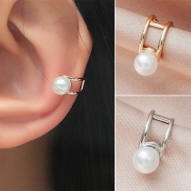 Fashion Pearl Inlaid C-shape Ear-clips Stud Earrings