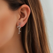 Fashion Rhinestone Inlaid Music-note Shaped Asymmetric Stud Earrings