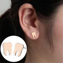 Chic Style Gold/Silver-tone Teeth Shaped Stud Earrings