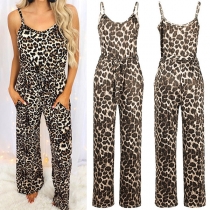 Sexy Backless High Waist Leopard Printed Sling Jumpsuit