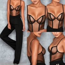 Sexy Backless See-through Gauze One-piece Sling Bodysuit