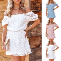 Sexy Off shoulder Lace Dress With Belt