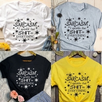 Casual Style Short Sleeve Round Neck Letters Printed T-shirt