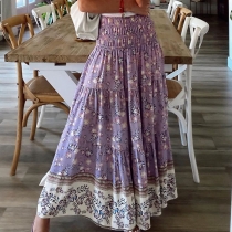 Fashion Elastic Waist Printed Skirt