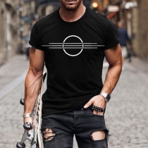Simple Style Short Sleeve Round Neck Printed Man's Casual T-shirt