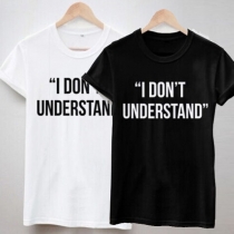 Casual Style Short Sleeve Round Neck Letters Printed Loose T-shirt