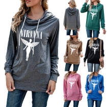 Fashion Angel Printed Long Sleeve Hooded Sweatshirt