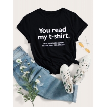 Simple Style Short Sleeve Round Neck Letters printed Casual T-shirt