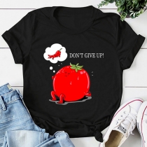 Cute Cartoon Printed Short Sleeve Round Neck Casual T-shirt