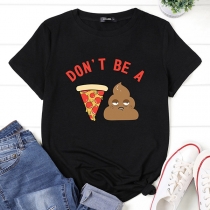 Chic Style Short Sleeve Round Neck Spoof Pattern Couple T-shirt