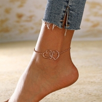 Fashion Gold/Silver-tone Dual-heart Pendant Anklet