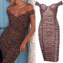 Sexy V-neck Sleeveless Slim Fit Leopard Printed Dress