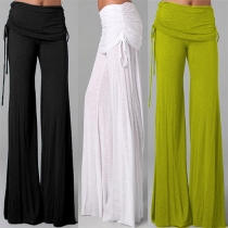 Fashion Solid Color High Waist Wide-leg Flared Pants