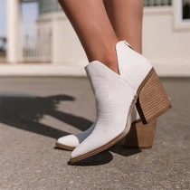 Fashion Thick High Heel Pointed-toe Ankle Boots Booties