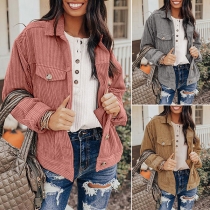 Retro Style Long Sleeve POLO COllar Single-breasted Coat