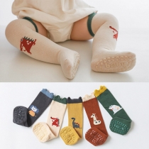 Cute Animal Pattern Contrast Color Anti-slip Over-the-knee Floor Socks