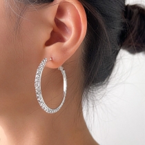 Simple Style Rhinestone Inlaid Round Circle Shaped Earrings