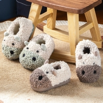 Cute Style Contrast Color Animal Shape Anti-slip Plush Baby Slippers